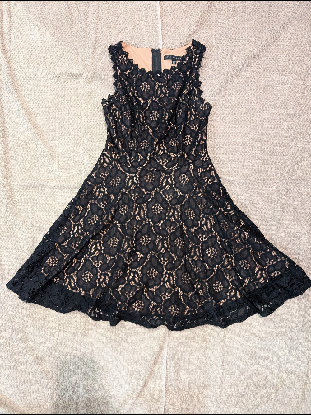 City Studio Blush Pink Dress with Black Lace Trim